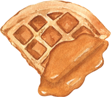 Belgian Waffle with Honey Watercolor