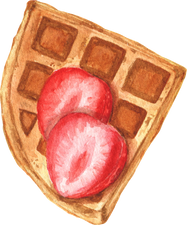 Belgian Waffle with Strawberry Watercolor